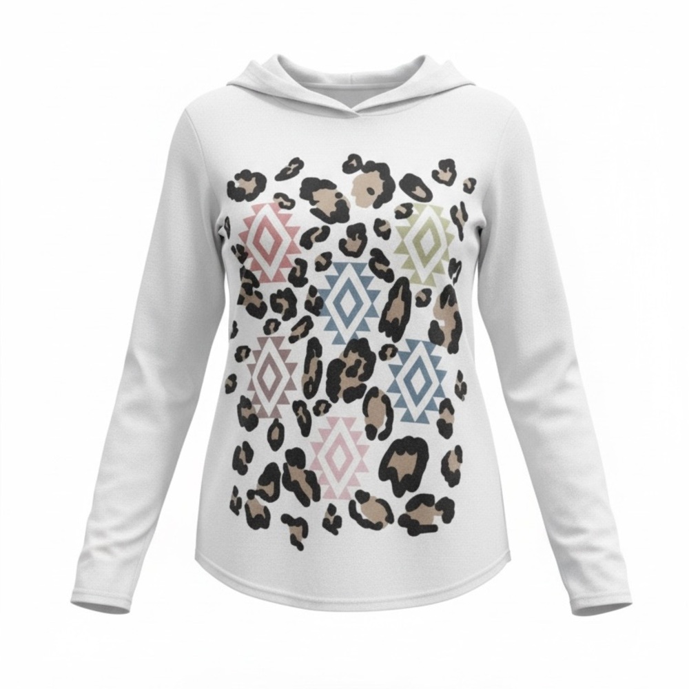Southern Stitch White Leopard Print Sweater
Size Medium